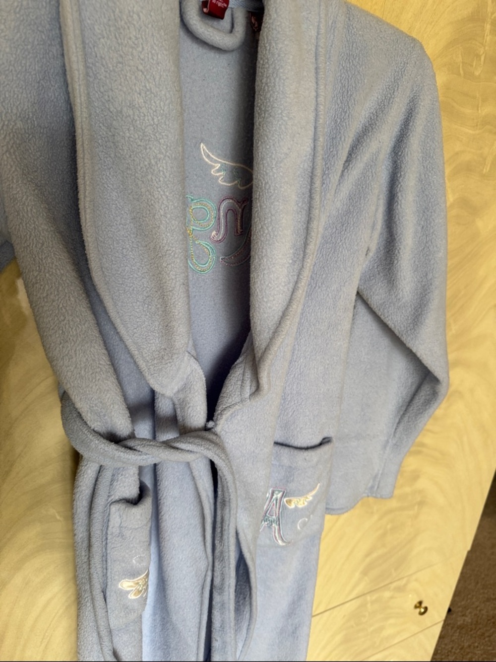 Light Blue Embroidered Fleece Robe - Picture 2 of 6